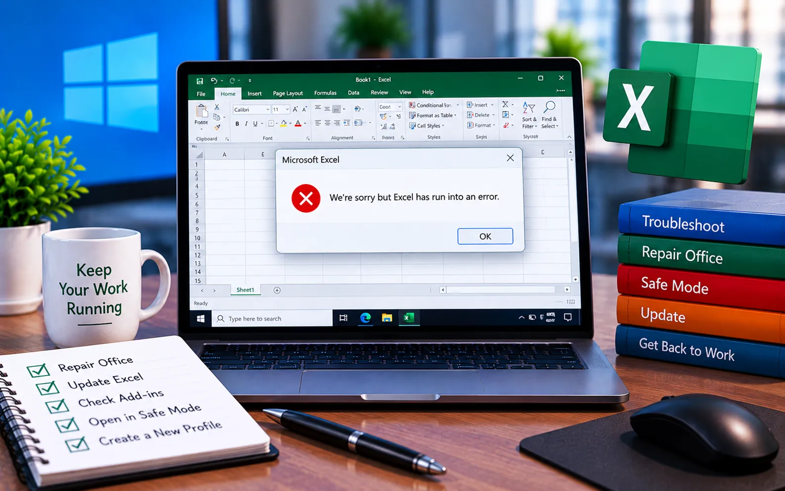 We're sorry but Excel has run into an error fix
